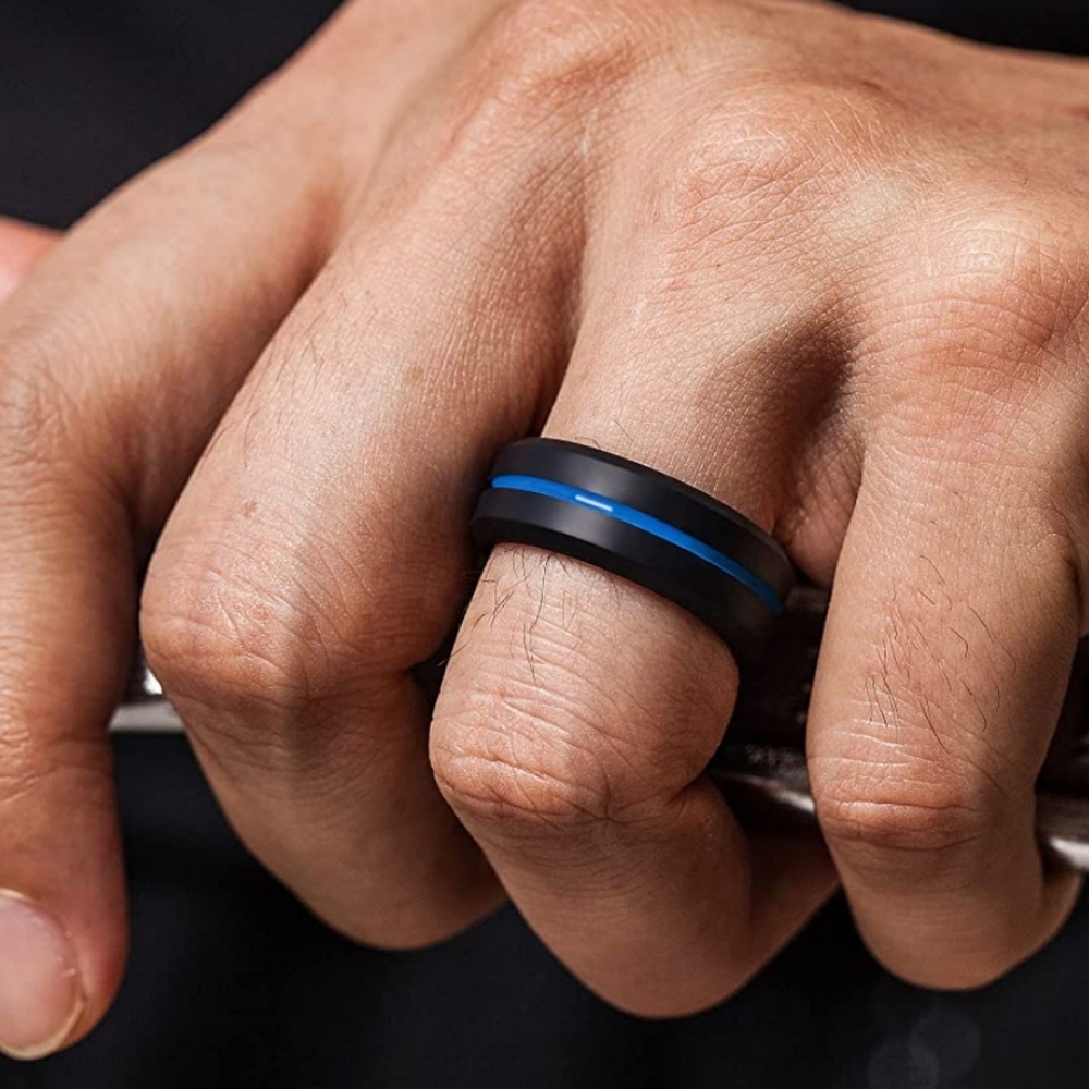 Thunderfit Born Victorious Thin Blue Line Silicone ring Size 12